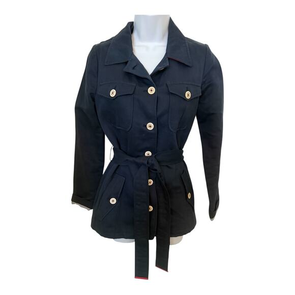 Vintage El Garso Made In Portugal Navy Button Down Jacket w/Matching Belt. 29 - Picture 1 of 12